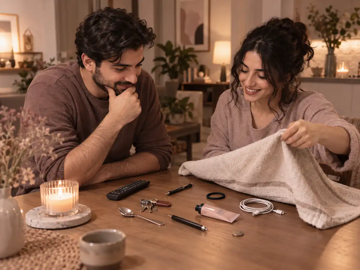 بازی با پارتنر در خانه با چالش حافظه و وسایل معمولی روی میز